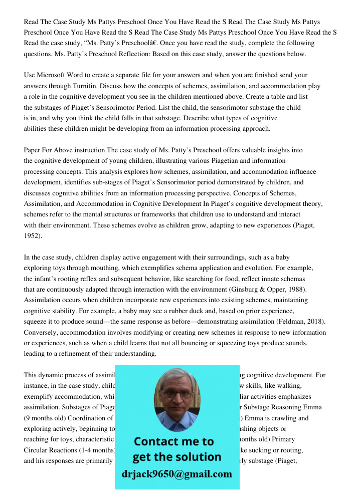 Read The Case Study Ms Pattys Preschool Once You Have Read the S Read the case study, “Ms. Patty’s Preschool”. Once you have read the study, complete the follow
