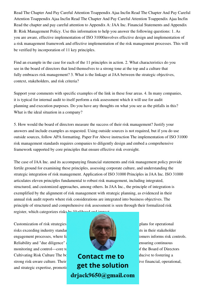 Read The Chapter And Pay Careful Attention Toappendix Ajaa Incfin Read the chapter and pay careful attention to Appendix A: JAA Inc. Financial Statements and Ap
