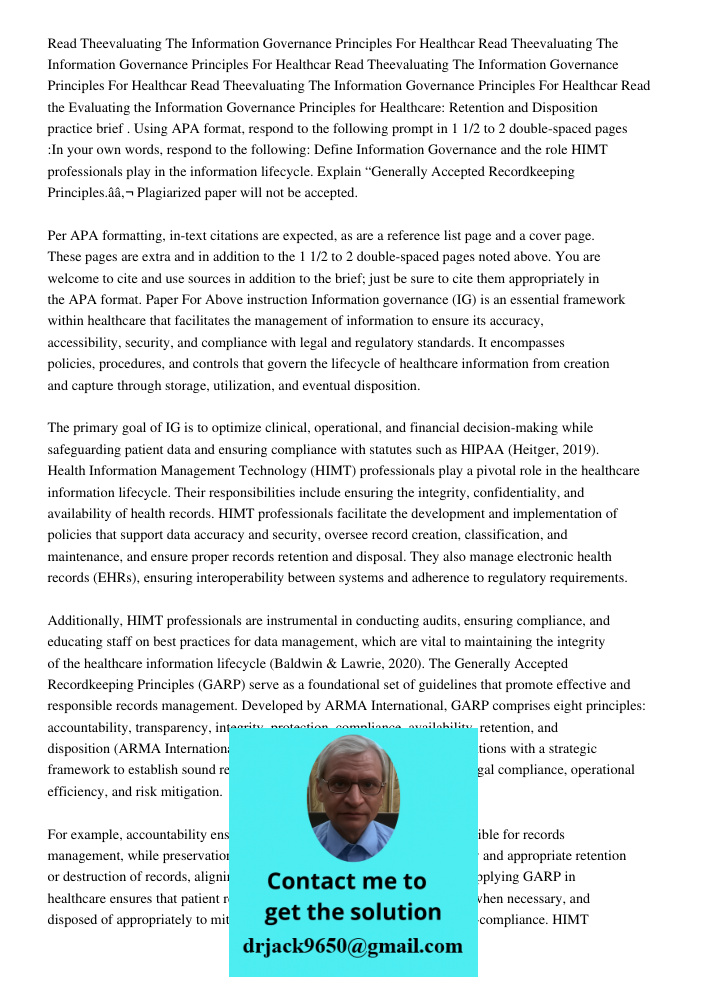 Read Theevaluating The Information Governance Principles For Healthcar Read Theevaluating The Information Governance Principles For Healthcar Read the Evaluatin