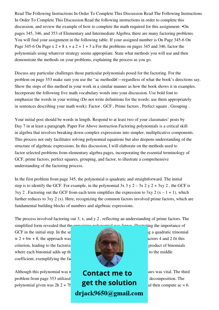 Read the following instructions in order to complete this discussion, and review the example of how to complete the math required for this assignment: •On pages