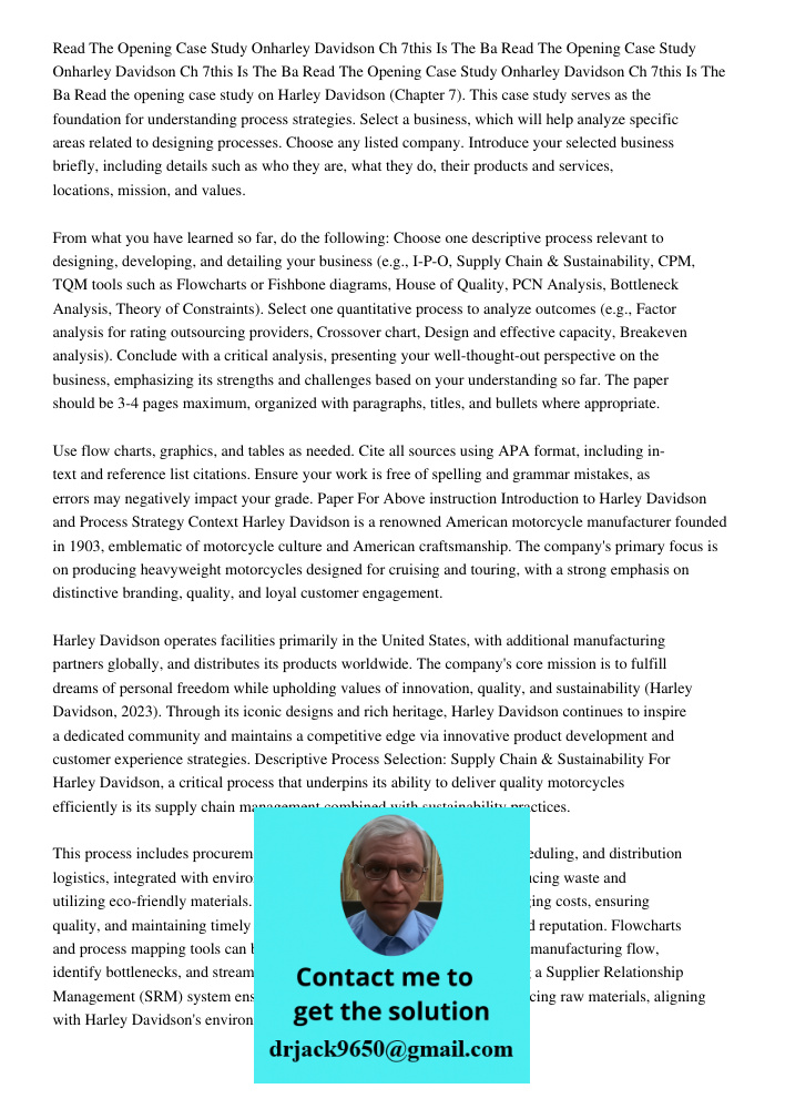 Read The Opening Case Study Onharley Davidson Ch 7this Is The Ba Read the opening case study on Harley Davidson (Chapter 7). This case study serves as the found