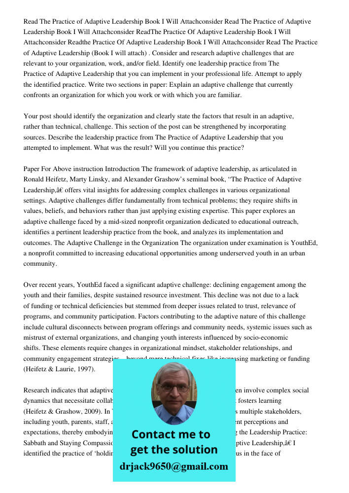 ReadThe Practice Of Adaptive Leadership Book I Will Attachconsider Readthe Practice Of Adaptive Leadership Book I Will Attachconsider Read The Practice of Adapt