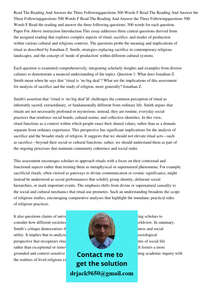 Read The Reading And Answer the Three Followingquestions 500 Words F Read the reading and answer the three following questions. 500 words for each question. Pap