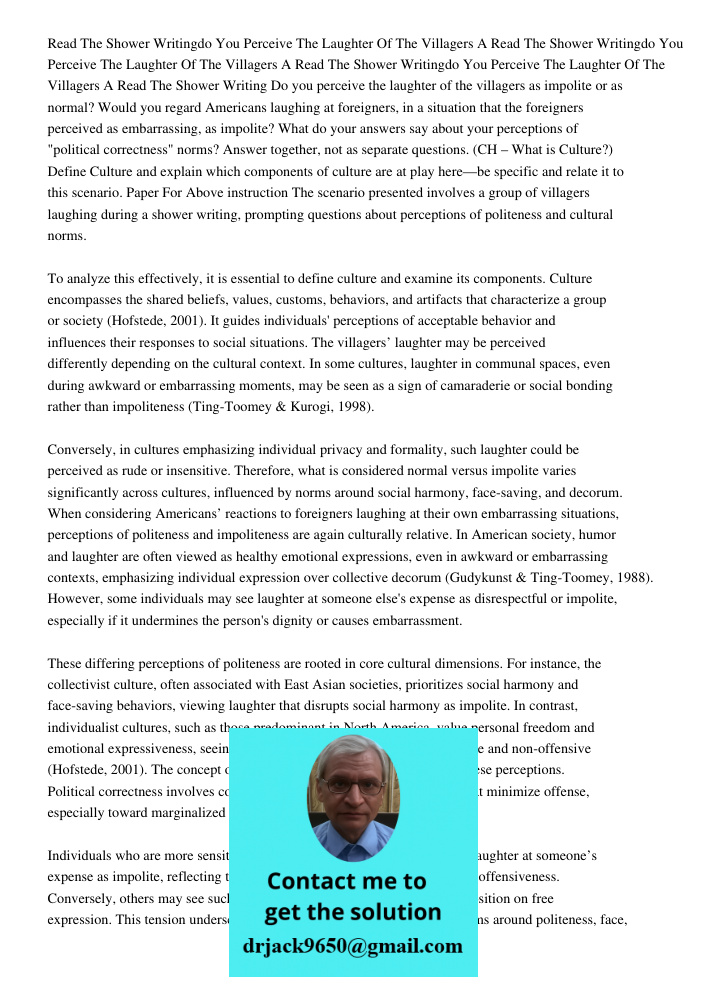 Read The Shower Writingdo You Perceive The Laughter Of The Villagers A Read The Shower Writing Do you perceive the laughter of the villagers as impolite or as n