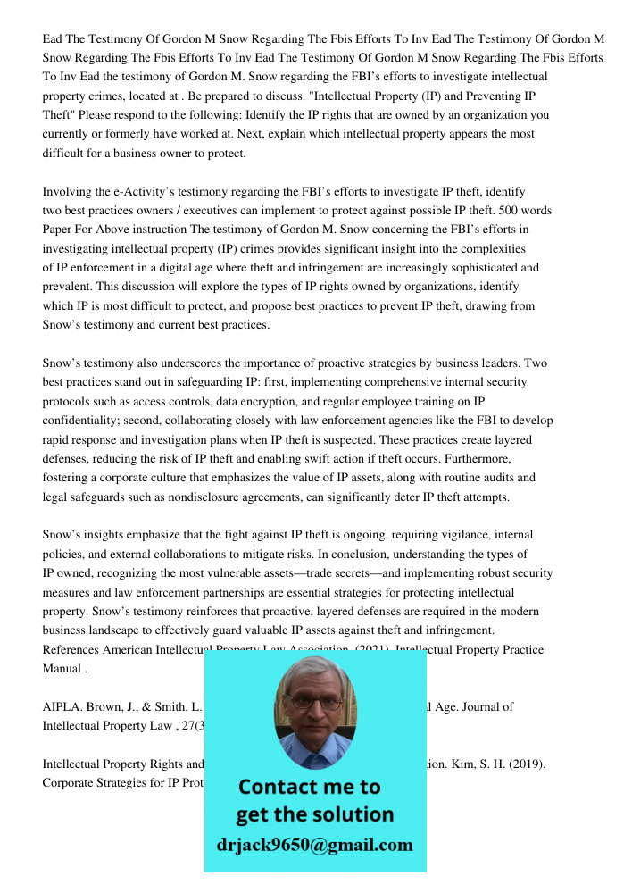 Ead The Testimony Of Gordon M Snow Regarding The Fbis Efforts To Inv Ead the testimony of Gordon M. Snow regarding the FBI’s efforts to investigate intellectual