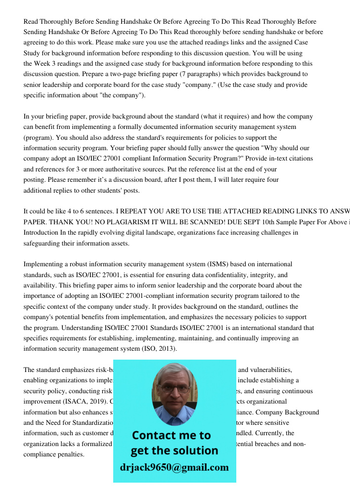 Read thoroughly before sending handshake or before agreeing to do this work. Please make sure you use the attached readings links and the assigned Case Study fo