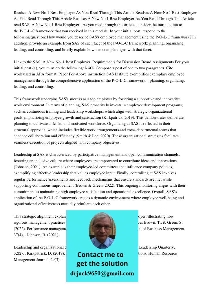 Readsas A New No 1 Best Employer As You Read Through This Article read SAS: A New No. 1 Best Employer . As you read through this article, consider the introduct