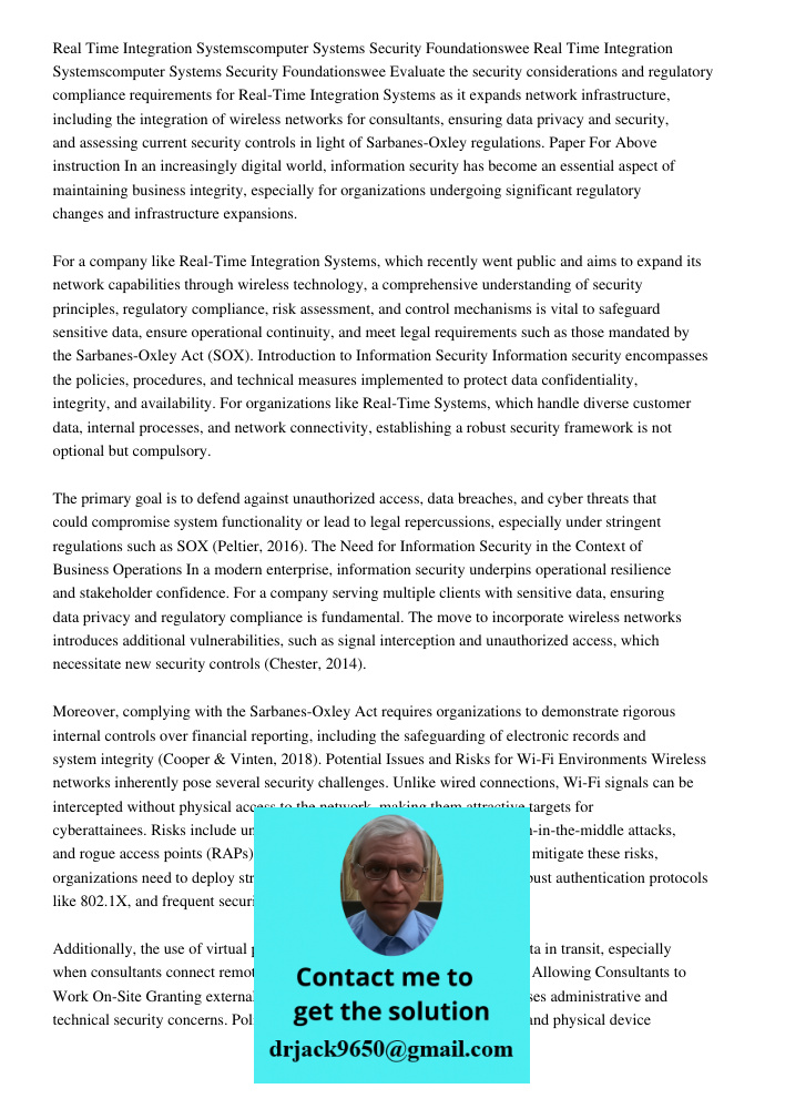 Evaluate the security considerations and regulatory compliance requirements for Real-Time Integration Systems as it expands network infrastructure, including th