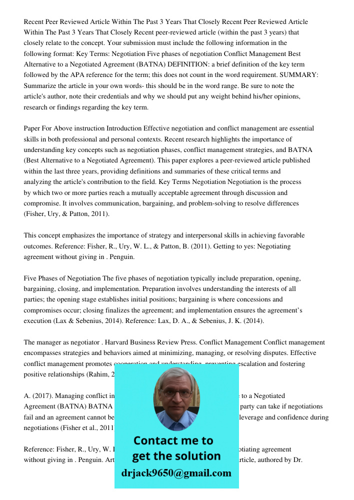 Recent peer-reviewed article (within the past 3 years) that closely relate to the concept. Your submission must include the following information in the followi