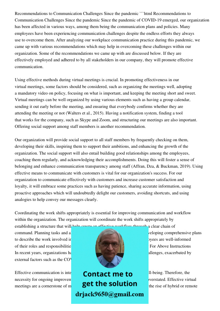 Recommendations For Communication Challenges Since The Pande