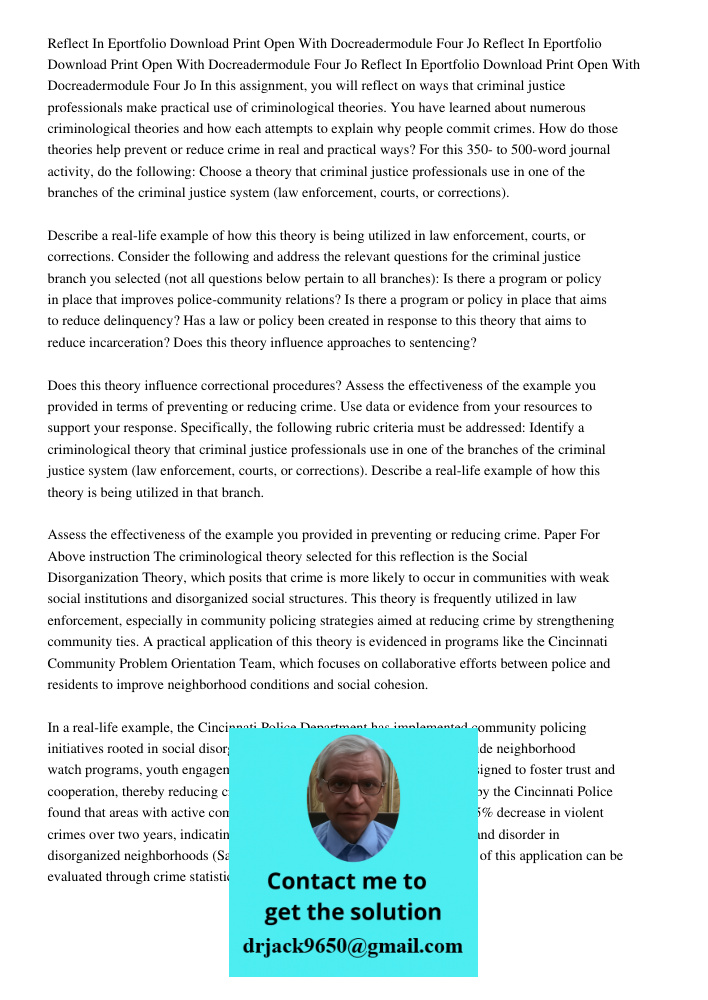 Reflect In Eportfolio Download Print Open With Docreadermodule Four Jo In this assignment, you will reflect on ways that criminal justice professionals make pra