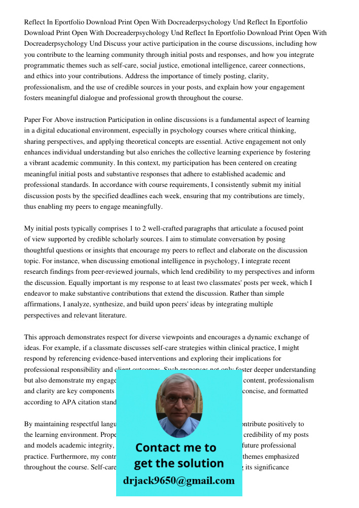 Reflect In Eportfolio Download Print Open With Docreaderpsychology Und Discuss your active participation in the course discussions, including how you contribute