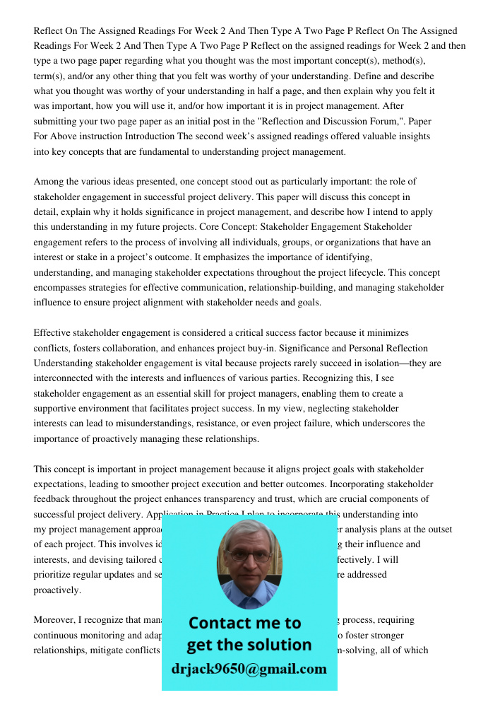 Reflect on the assigned readings for Week 2 and then type a two page paper regarding what you thought was the most important concept(s), method(s), term(s), and