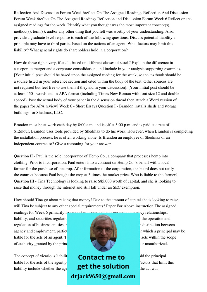 Reflection and Discussion Forum Week 6 Reflect on the assigned readings for the week. Identify what you thought was the most important concept(s), method(s), te
