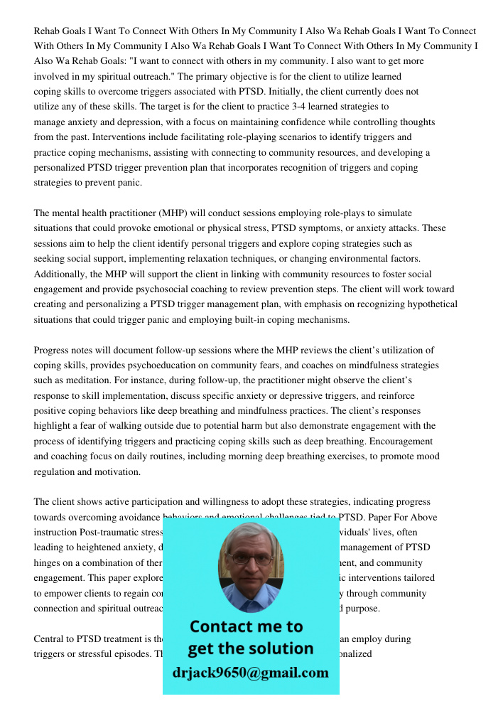 Rehab Goals I Want To Connect With Others In My Community I Also Wa Rehab Goals: "I want to connect with others in my community. I also want to get more involve