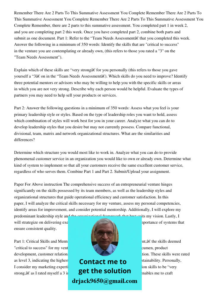 Remember There Are 2 Parts To This Summative Assessment You Complete Remember, there are 2 parts to this summative assessment. You completed part 1 in week 2, a