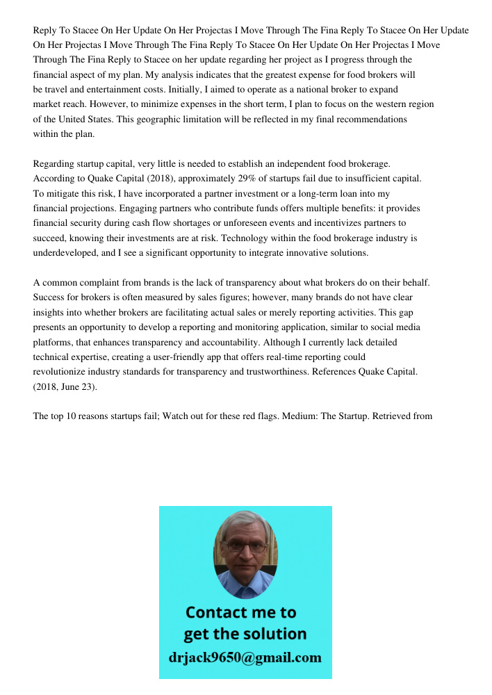 Reply To Stacee On Her Update On Her Projectas I Move Through The Fina Reply to Stacee on her update regarding her project as I progress through the financial a