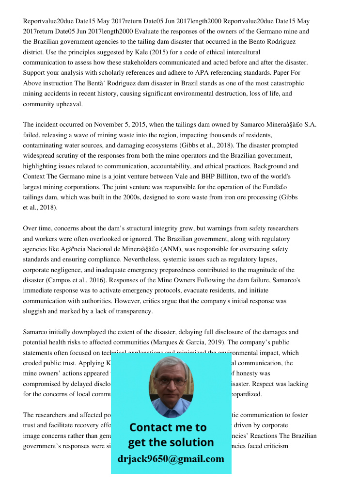 Evaluate the responses of the owners of the Germano mine and the Brazilian government agencies to the tailing dam disaster that occurred in the Bento Rodriguez 
