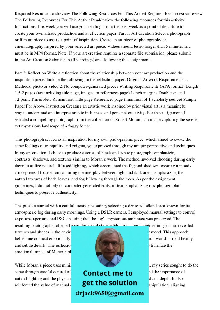 Read/review the following resources for this activity: Instructions This week you will use your readings from the past week as a point of departure to create yo