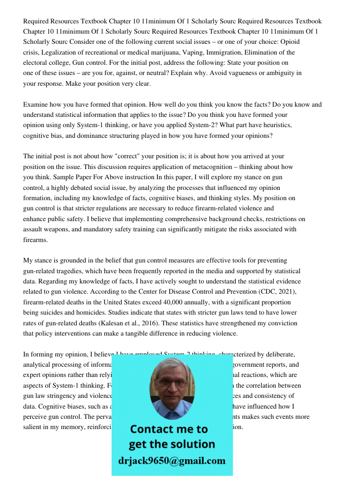 Required Resources Textbook Chapter 10 11minimum Of 1 Scholarly Sourc Consider one of the following current social issues – or one of your choice: Opioid crisis