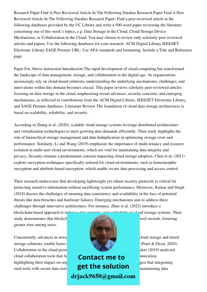 Research Paper: Find a peer reviewed article in the following databases provided by the UC Library and write a 500-word paper reviewing the literature concernin