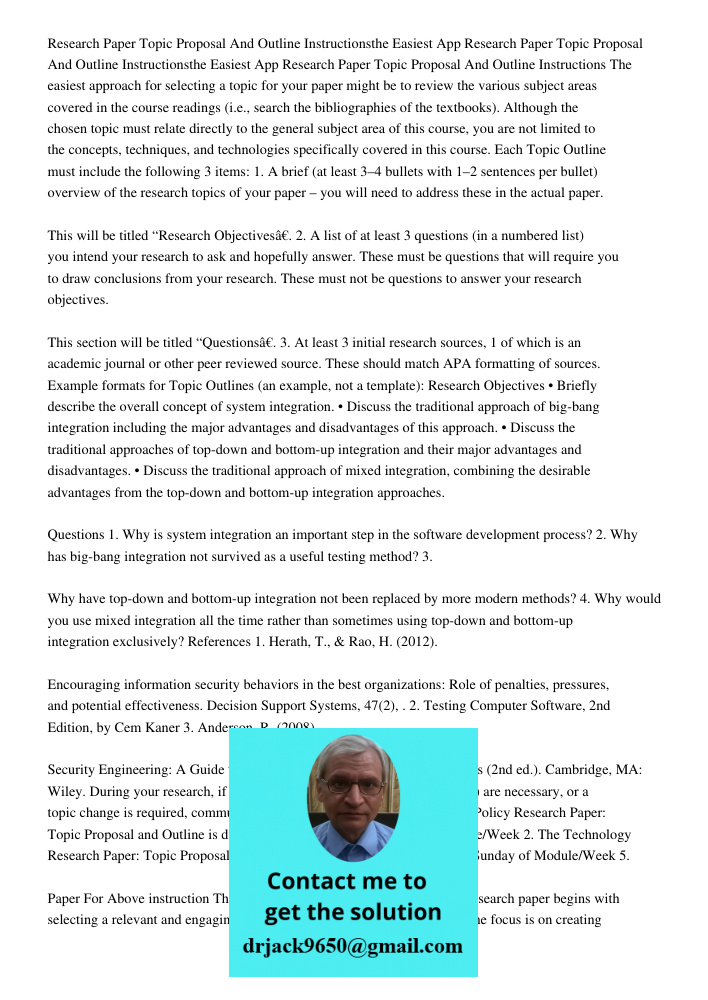 Research Paper Topic Proposal And Outline Instructions The easiest approach for selecting a topic for your paper might be to review the various subject areas co