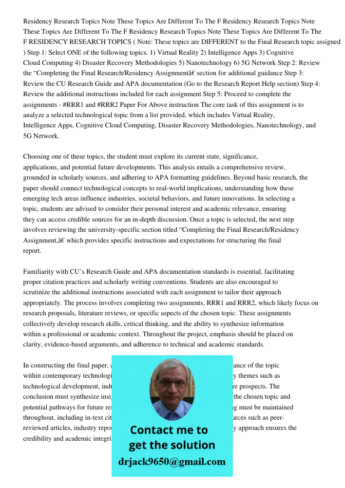 Residency Research Topics Note These Topics Are Different To The F RESIDENCY RESEARCH TOPICS (Note: These topics are DIFFERENT to the Final Research topic assig