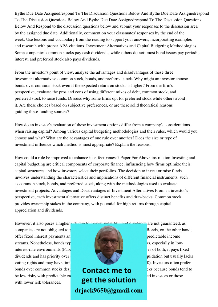 Bythe Due Date Assignedrespond To The Discussion Questions Below And Respond to the discussion questions below and submit your responses to the discussion area 