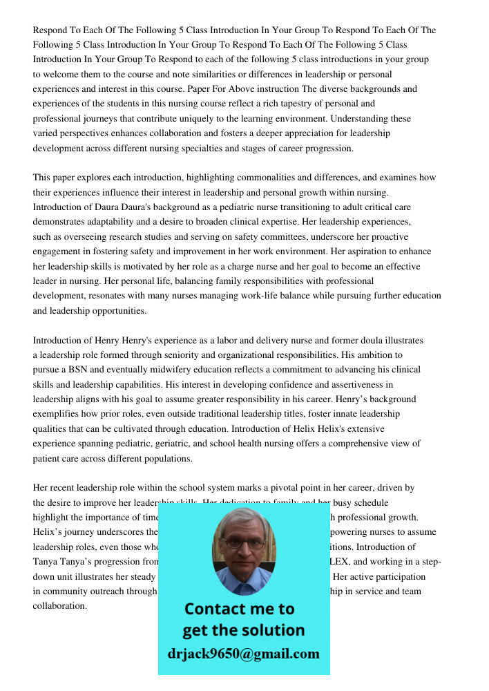 Respond To Each Of The Following 5 Class Introduction In Your Group To Respond to each of the following 5 class introductions in your group to welcome them to t
