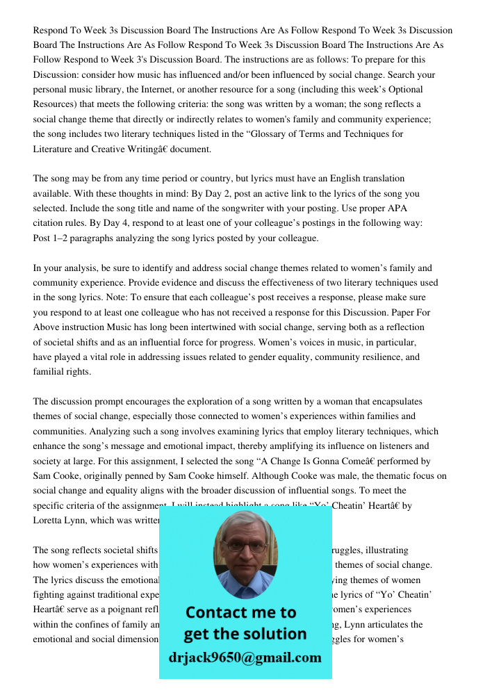 Respond To Week 3s Discussion Board The Instructions Are As Follow Respond to Week 3's Discussion Board. The instructions are as follows: To prepare for this Di