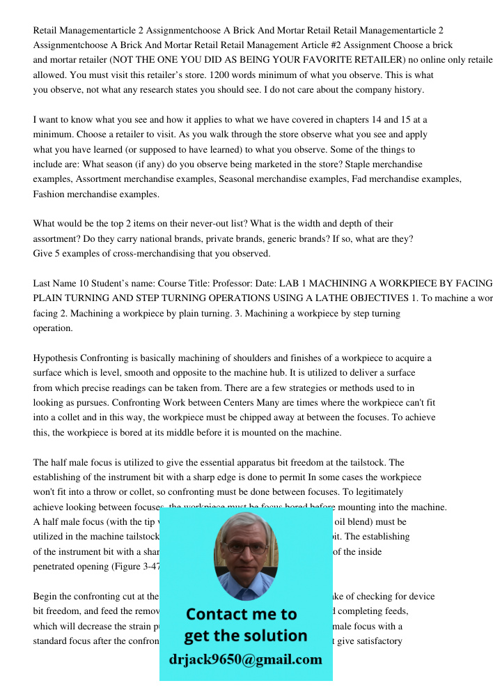 Retail Management Article #2 Assignment Choose a brick and mortar retailer (NOT THE ONE YOU DID AS BEING YOUR FAVORITE RETAILER) no online only retailers allowe
