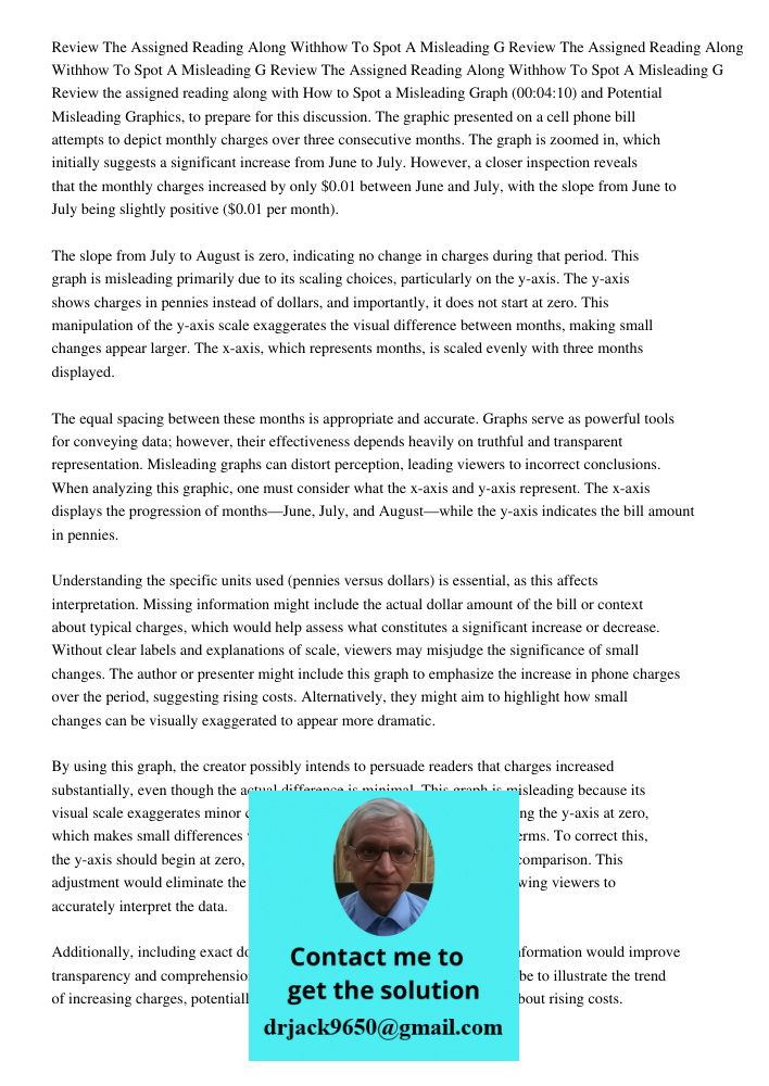 Review The Assigned Reading Along Withhow To Spot A Misleading G Review the assigned reading along with How to Spot a Misleading Graph (00:04:10) and Potential 