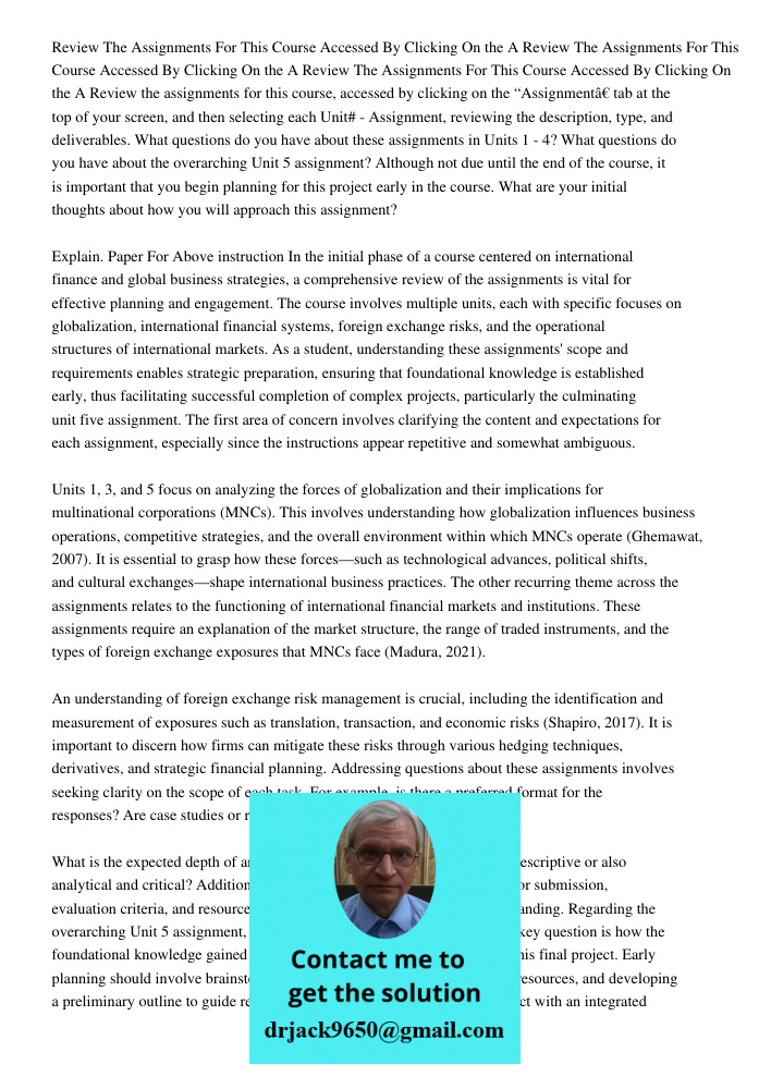 Review The Assignments For This Course Accessed By Clicking On the A Review the assignments for this course, accessed by clicking on the “Assignment” tab at the