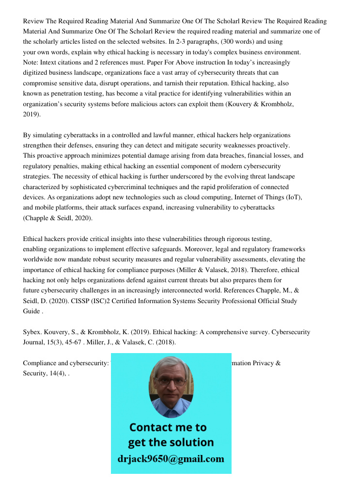 Review the required reading material and summarize one of the scholarly articles listed on the selected websites. In 2-3 paragraphs, (300 words) and using your 