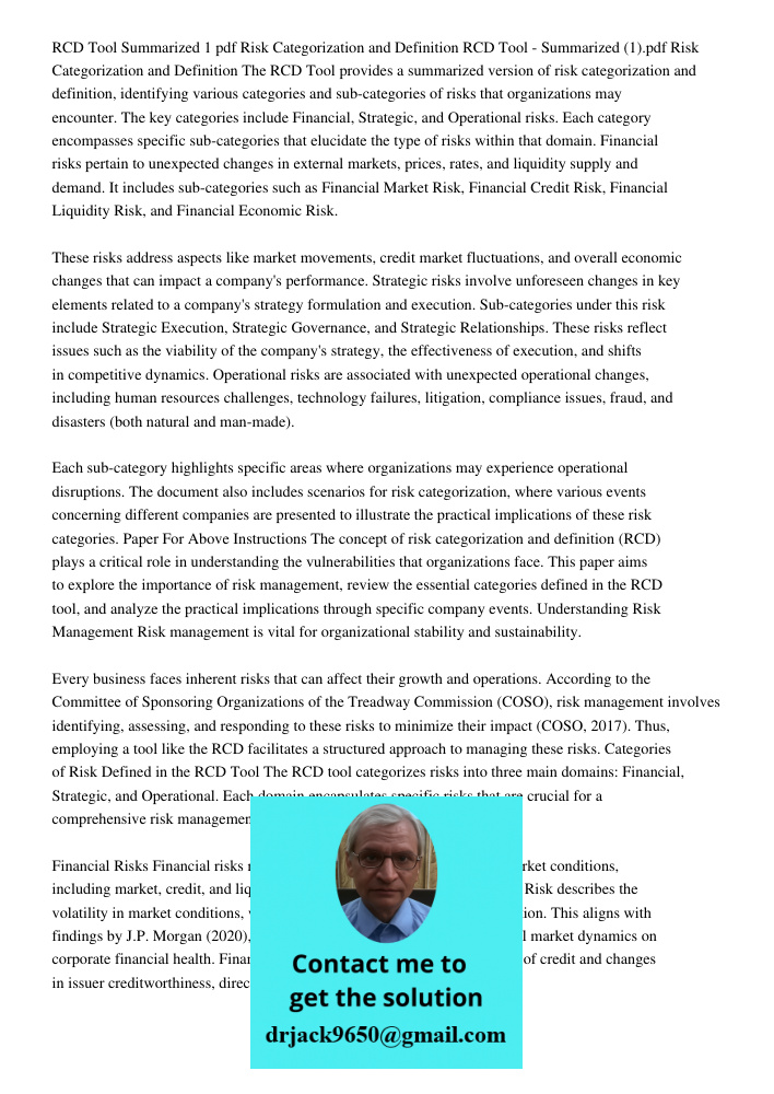 The RCD Tool provides a summarized version of risk categorization and definition, identifying various categories and sub-categories of risks that organizations 