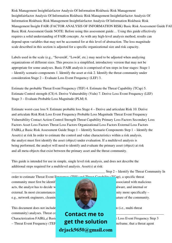Risk Management Insightfairfactor Analysis Of Information Riskbasic Risk Management Insightfairfactor Analysis Of Information Riskbasic Risk Management Insight 