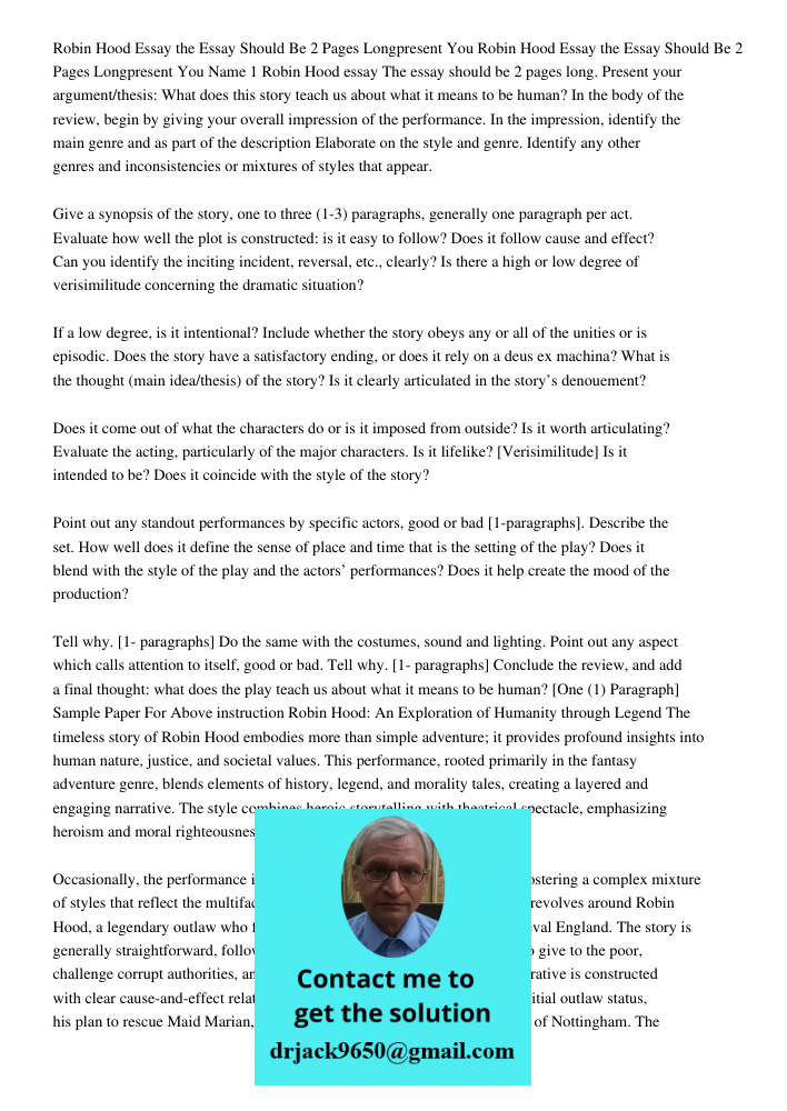 Pagename 1robin Hood Essaythe Essay Should Be 2 Pages Longpresent You Name 1 Robin Hood essay The essay should be 2 pages long. Present your argument/thesis: Wh