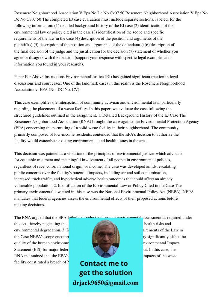 The completed EJ case evaluation must include separate sections, labeled, for the following information: (1) detailed background history of the EJ case (2) iden