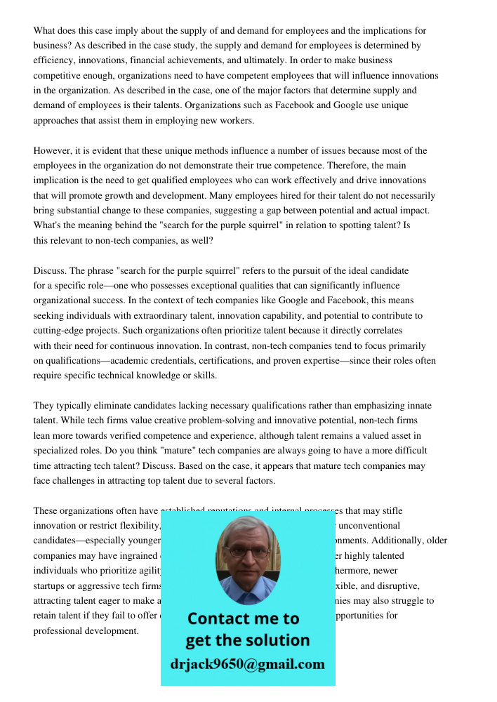Running Head Case Application 1case Application 2case Application What does this case imply about the supply of and demand for employees and the implications fo