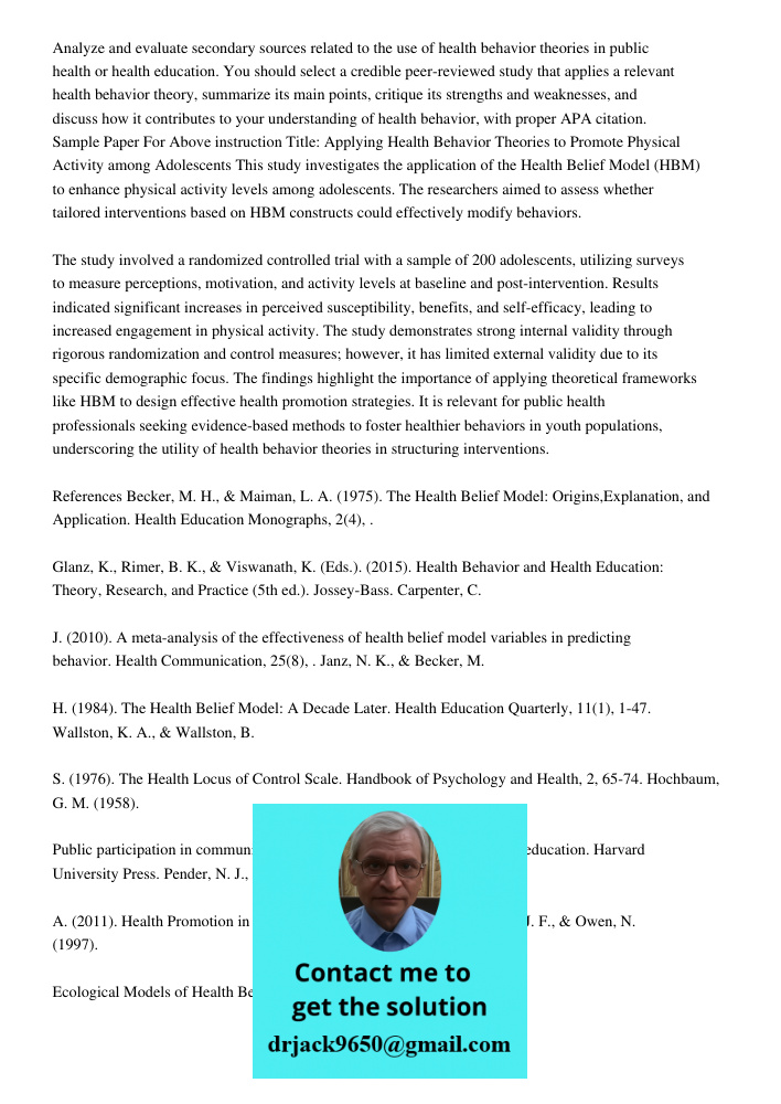 Running Head First 57 Words Of Title In All Caps1first 5 7 Words Of Analyze and evaluate secondary sources related to the use of health behavior theories in pub