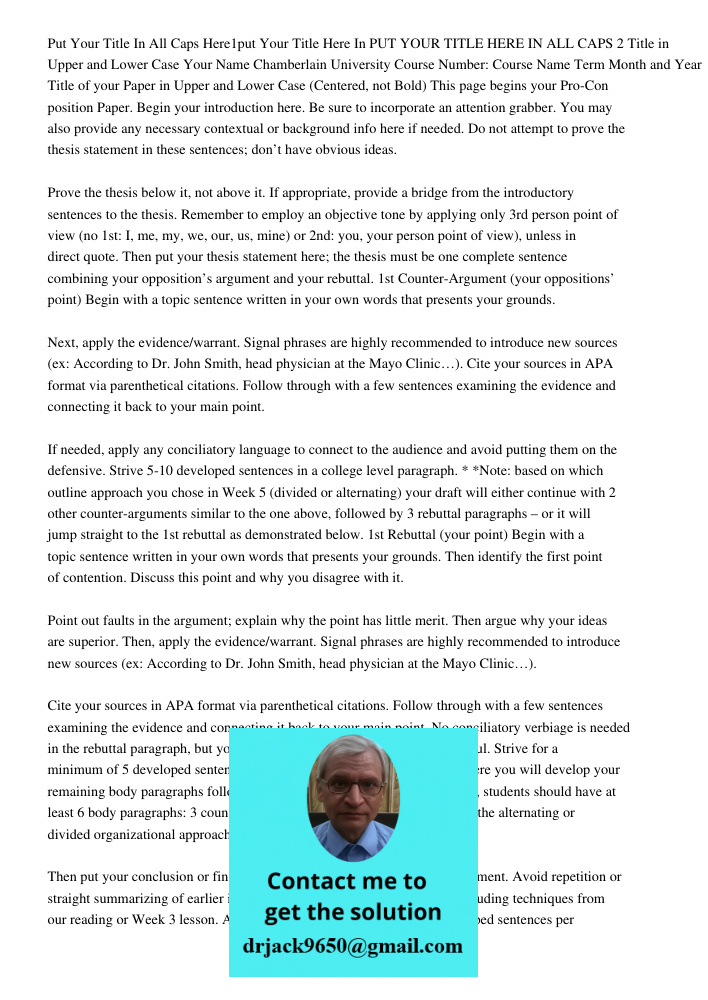 Put Your Title In All Caps Here1put Your Title Here In PUT YOUR TITLE HERE IN ALL CAPS 2 Title in Upper and Lower Case Your Name Chamberlain University Course N