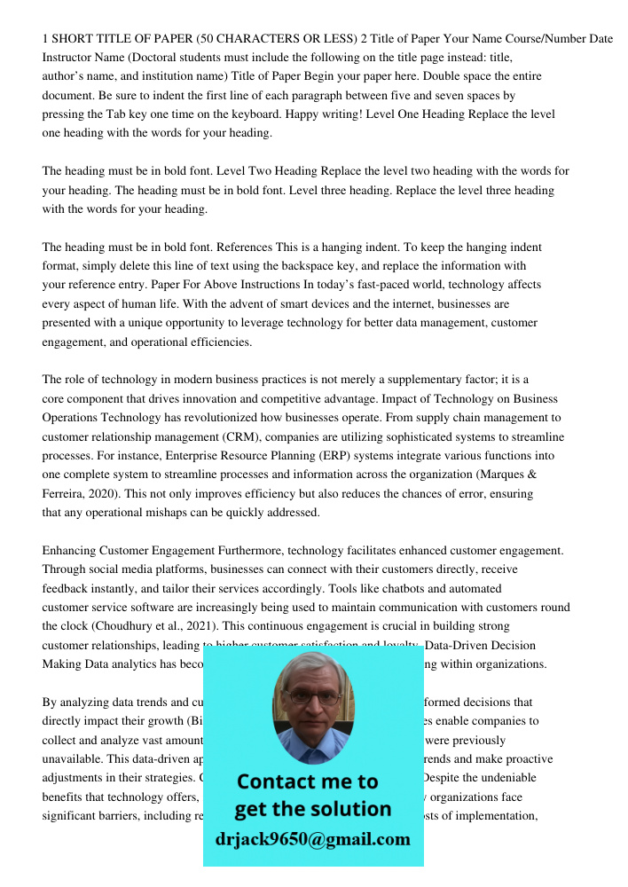 1 SHORT TITLE OF PAPER (50 CHARACTERS OR LESS) 2 Title of Paper Your Name Course/Number Date Instructor Name (Doctoral students must include the following on th
