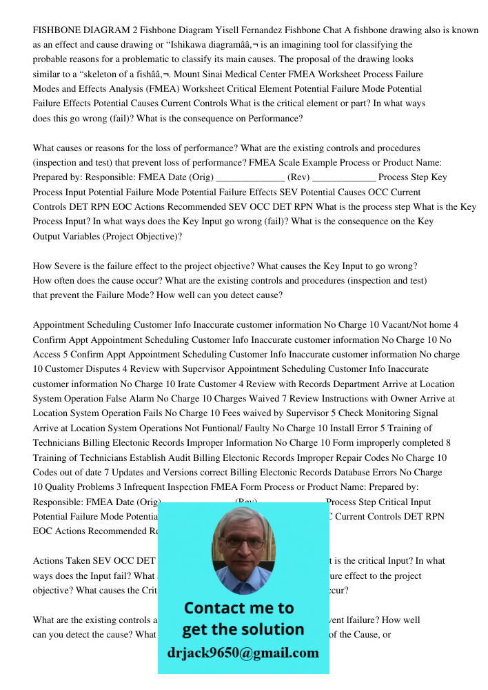 FISHBONE DIAGRAM 2 Fishbone Diagram Yisell Fernandez Fishbone Chat A fishbone drawing also is known as an effect and cause drawing or “Ishikawa diagramâ€ is an 