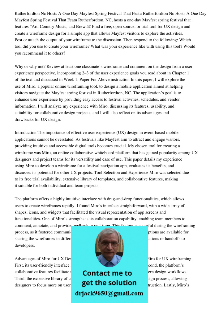 Rutherfordton, NC, hosts a one-day Mayfest spring festival that features “Art, Country Music, and Brew.” Find a free, open source, or trial tool for UX design a