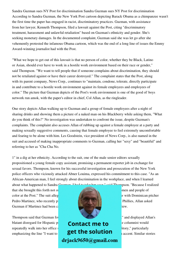 According to Sandra Guzman, the New York Post cartoon depicting Barack Obama as a chimpanzee wasn't the first time the paper has engaged in racist, discriminato