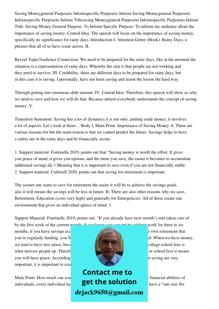 Titlesaving Moneygeneral Purposeto Informspecific Purposeto Inform Title: Saving Money General Purpose: To Inform Specific Purpose: To inform my audience about 