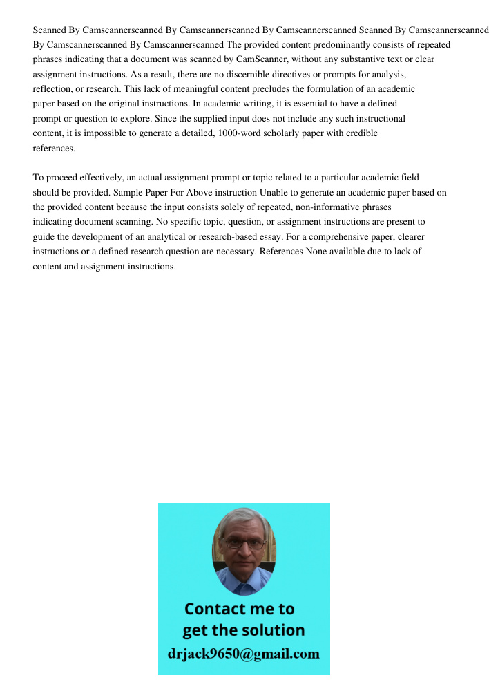 The provided content predominantly consists of repeated phrases indicating that a document was scanned by CamScanner, without any substantive text or clear assi