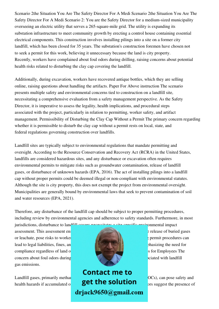 Scenario 2: You are the Safety Director for a medium-sized municipality overseeing an electric utility that serves a 265-square-mile grid. The utility is expand