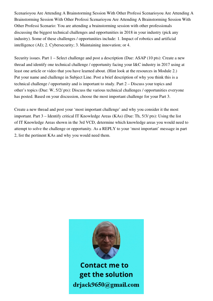 Scenarioyou Are Attending A Brainstorming Session With Other Professi Scenario: You are attending a brainstorming session with other professionals discussing th