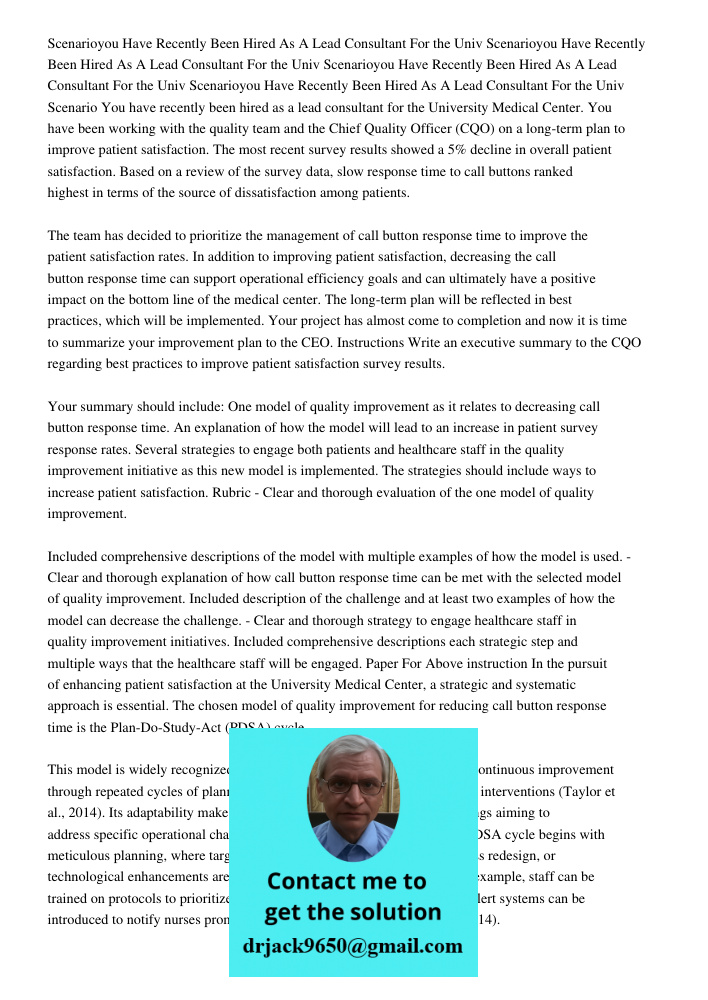 Scenarioyou Have Recently Been Hired As A Lead Consultant For the Univ Scenarioyou Have Recently Been Hired As A Lead Consultant For the Univ Scenario You have 